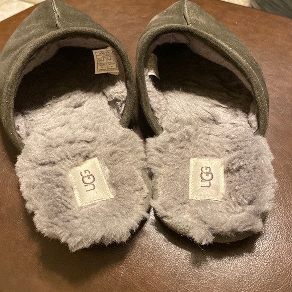 UGG MEN’S SCuff sheepskin backless slipper in dark gray size 12 - Picture 1 of 7